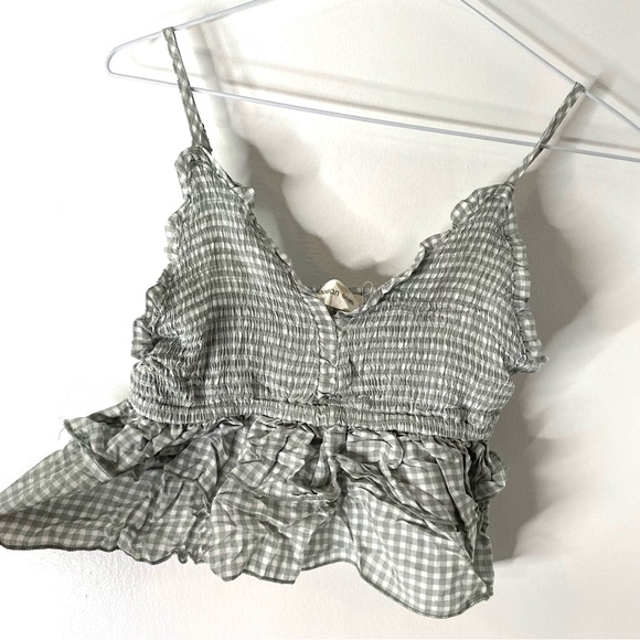 Ocean Drive Green White Checker Plaid Cottagecore Crop Top NWT - Picture 4 of 6